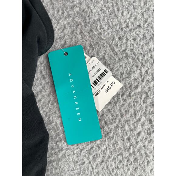 Aqua Green One Piece Swimsuit Womens Small Black Padded Romper Full Coverage NWT - Picture 2 of 9